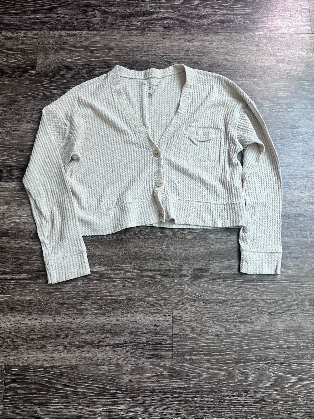 American Eagle soft & sexy plush cream waffle cardigan Medium